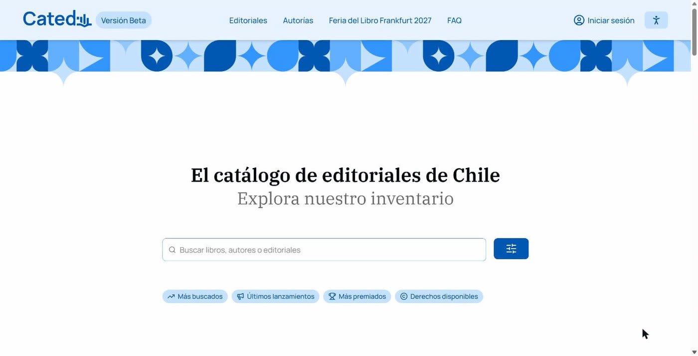 Portada de CATED: el buscador del catálogo editorial chileno con filtros rápidos.