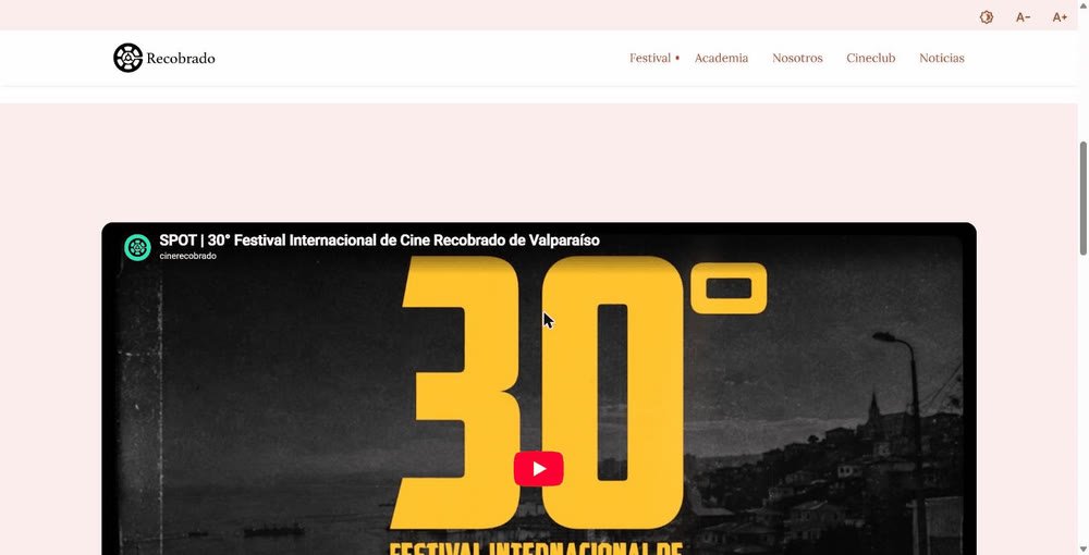 Sitio de Cine Recobrado con el spot de su trigésima edición.
