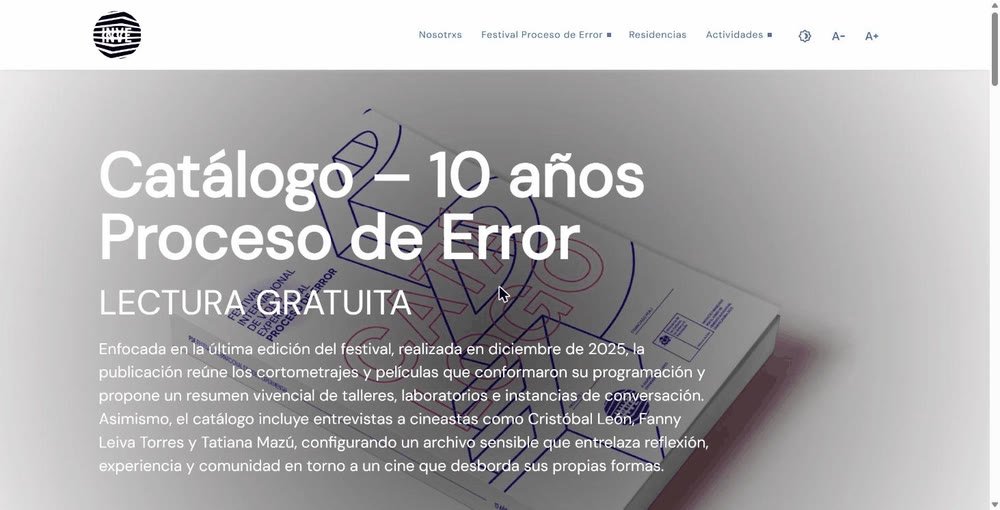 Portada de INVE con el catálogo de los 10 años del Festival Proceso de Error.